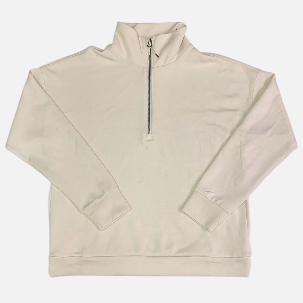 Elegant Cream Half-Zip Turtleneck Sweater